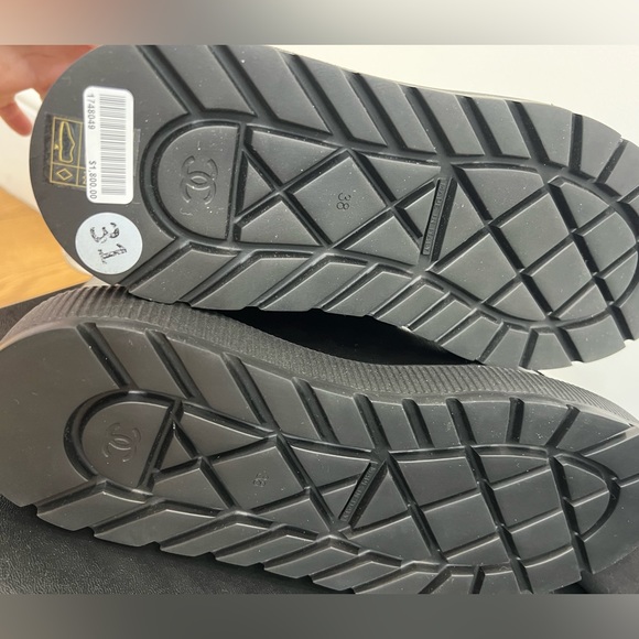 Chanel Tweed Snow Boots Black Beige Size 38 - Picture 6 of 8